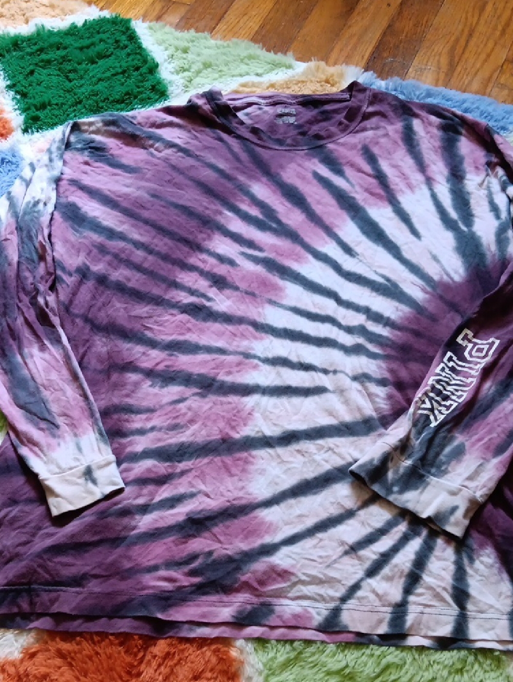PINK Victoria's Secret Crewneck Longsleeved Tee - Purple & Black